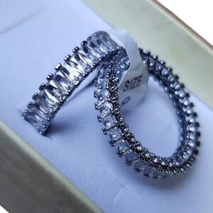 Sz 9 Sterling Silver Plated Ring Set Bomb Party